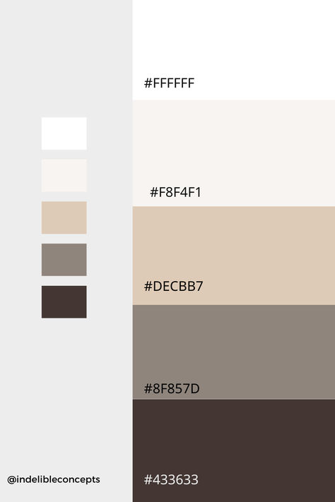 Light Tan, White and Brown Color Palette Inspiration | #tan #brown #colorpalette #art #designtips #contentcreation #graphicdesigntips Brown And White Color Scheme, Color Palette Inspiration, Website Color Palette, Brown Color Palette, Palette Inspiration, Design Hack, Neutral Color Scheme, Graphic Design Tips, Light Tan