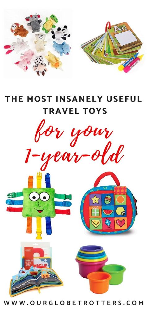 Keeping your little one entertained on the go can be tough work, especially when they'd rather run around than sit for long times in a car or airplane. We share the best toys that work with one year olds for road trips and long flights in this bumper list of travel toys for your one year old #familytravel Travel Toys For One Year Old, Best Toys For Car Trips, One Year Old Car Activities Road Trips, One Year Old Road Trip Activities, One Year Old Plane Ride, Road Trips With Babies, Traveling With A One Year Old Planes, One Year Old Airplane Activities, Traveling With A One Year Old