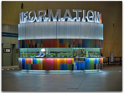 Information Desk, Tokyo by Metropol 21, via Flickr Info Desk, Exhibit Design Inspiration, Information Desk, Information Kiosk, Trade Show Design, Reception Counter, Conference Design, Counter Design, Tradeshow Booth