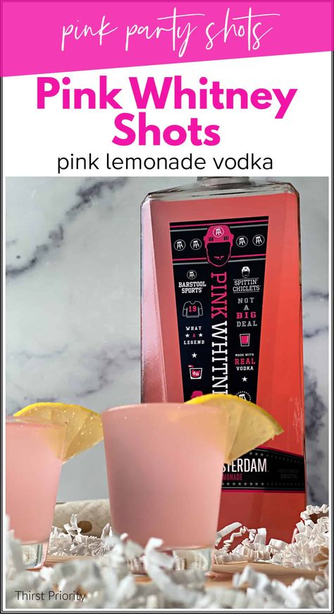 Pink Whitney shots are about to become your new favorite drink. These super fun Pink Whitney vodka shots are kind of a big deal. Pink Whitney Shots, Pink Whitney Jello Shots, Easy Shot Recipes, Champagne Shots, Vodka Drinks Easy, Shots Recipes, Pink Lemonade Vodka, Pink Whitney, Pink Vodka