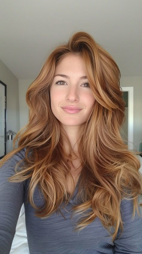 Add dimension with honey-infused layers in brown hair. Explore layered styles that incorporate the richness of honey, ensuring your hair achieves depth and dimension for a stunning and multi-dimensional look. Wavy Hair, Brown Hair, A Woman, Honey, Blonde, Hair, Red