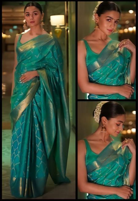 Hairstyle For Sari Look, Hairstyles For Banarasi Saree, Classic Indian Saree Look, Hairstyle For Banarasi Saree, Designer Sarees For Engagement, Sari Hair Styles Indian Fashion, Makeup On Saree, Hairstyle For Traditional Saree, Hairstyle For Saree Look