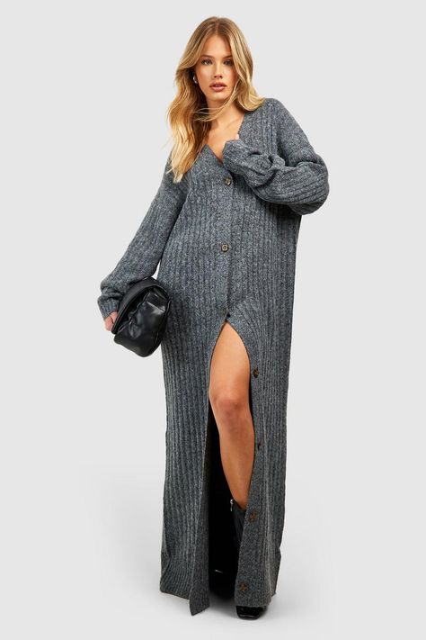 Soft Wide Rib Maxi Cardigan Maxi Dress Cardigan, Cosy Cardigan, Boohoo Style, Cardigan Collection, Dress Cardigan, Cardigan Dress, Women's Cardigans, Cardigan Set, Ribbed Sweater Dress