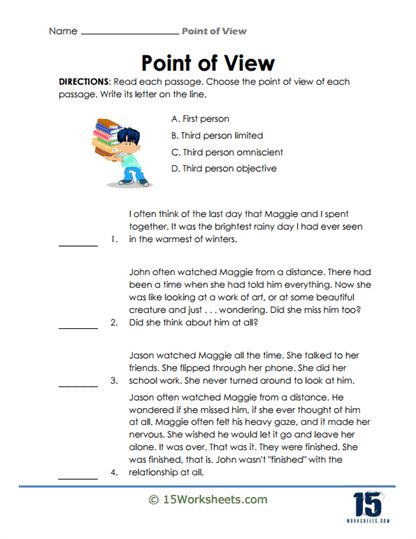 Narrative Viewfinder Worksheet - 15 Worksheets.com Point Of View Worksheet, Third Person Omniscient, Worksheets For Middle School, Literary Analysis, Point Of View, Critical Thinking, Rainy Day, Middle School, The Middle