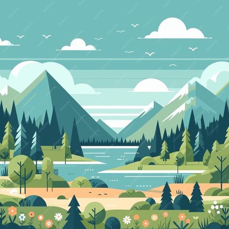 Premium Vector | A digital painting of a forest with mountains and trees Forest With Mountains, Mountain Vector, Forest Vector, Procreate Ideas, Idea Generation, Mountains And Trees, Forest Illustration, Technology Icon, Video Background