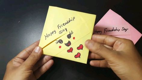 DIY- Easy Friendship Day Card Making- simple paper craft | How to make simple friendship day card from paper | By Parv's Art Gallery - Parv Thacker Happy Friendship Day, Easy Paper Crafts, Make It Simple, Easy Diy, Art Gallery, Card Making, Paper Crafts, Color, Art