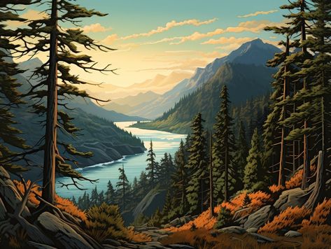 Northwest inspired art decor for home and office Mountain Murals, Coast Decor, Washington Art, Photography Reference, Mountain Mural, Cabin In The Mountains, Outdoor House, Country Roads Take Me Home, Adventure Art