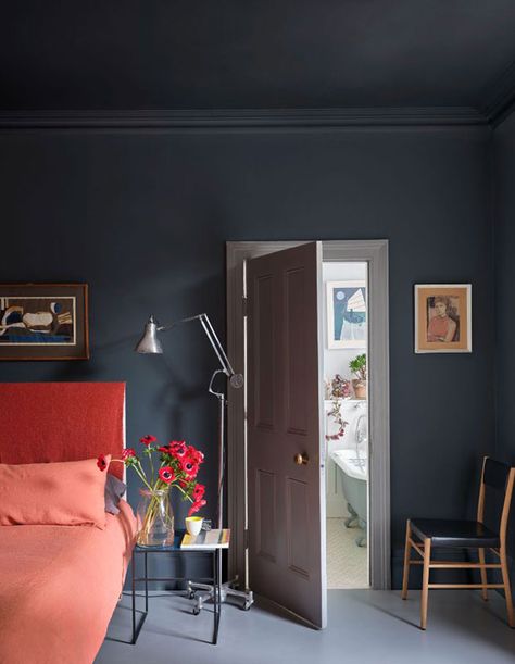 Hopper Head No. 305: If you love Railings and Down Pipe, other dark charcoal colors from Farrow & Ball, you will adore their latest addition, Hopper Head. This color is inspired by the iron containers used to catch rainwater. | Source: Courtesy of Farrow & Ball Farrow Bal, Charcoal Paint, Black Paint Color, Dark Blue Walls, New Paint Colors, Colour Consultant, Farrow And Ball Paint, Farrow And Ball, Paint Shades