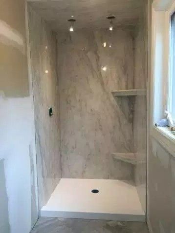 Cultured Marble Shower Walls, Cultured Marble Shower, Granite Shower, Marble Shower Walls, Half Bathroom Remodel, Shower Remodel Diy, Bathroom Remodel Cost, Marble Showers, Shower Wall Panels