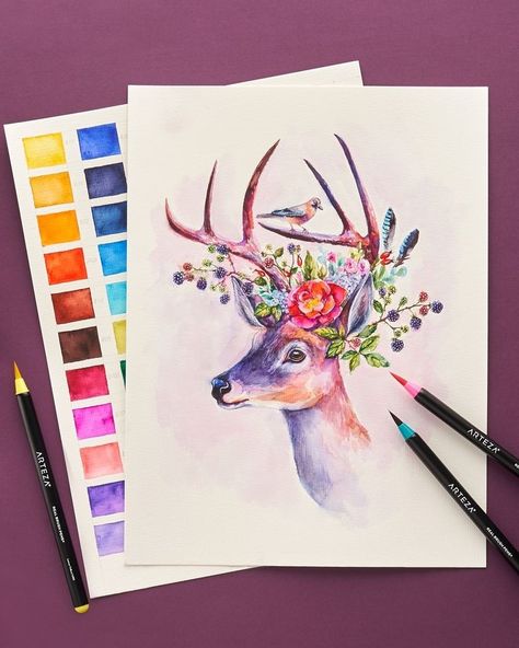 Visit to buy or see more Watercolour Pens Art, Watercolour Brush Pen Art, Watercolour Art Ideas Creative, Brush Pen Art Ideas, Painting With Brush Pens, Watercolor Brush Pen Art, Tombow Art, Brush Pen Painting, Powerful Drawing