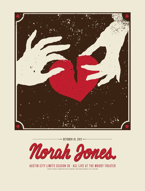 Norah Jones poster from her performance on Austin City Limits. What is your favorite song from the soulful artist? (by Lil Tuffy) Norah Jones, Austin City Limits, Music Images, City Limits, Gig Posters, Band Posters, Room Posters, Concert Posters, Music Love