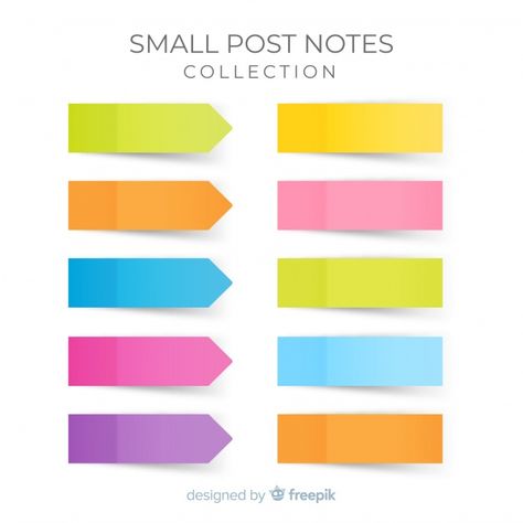 Pack of small sticky notes in realistic style Free Vector | Free Vector #Freepik #vector #freepaper #freeoffice #freenote #freecommunication Sticker Goodnote, Doodles Planner, Sticky Note Template, Small Sticky Notes, Yellow Sticky Notes, Flat Colour Design, Doodles Stickers, Post Sticker, Colorful Notes