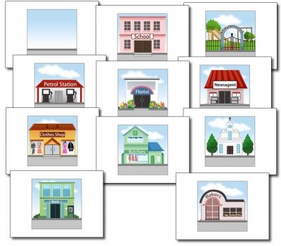 A selection of buildings /town Bee-Bot Mats - Bee-Bot mats - ICT in the classroom Bee Bot Mats Free Printables, Bee Bot Mats, Teaching Resources Primary, Town Building, Key Stage 1, Preschool Printables, Treasure Chest, Early Years, In The Classroom