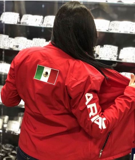 Ariat Red jacket Mexico Edition now Online it is a preorder jacket will ship November 15 2019 Ariat Jacket Outfit, Ariat Clothing, Takuachita Outfits, Takuache Girl Outfits, Ariat Jacket, Cute Cowgirl Outfits, Cowgirl Style Outfits, Outfits For Mexico, Jacket Outfit Women