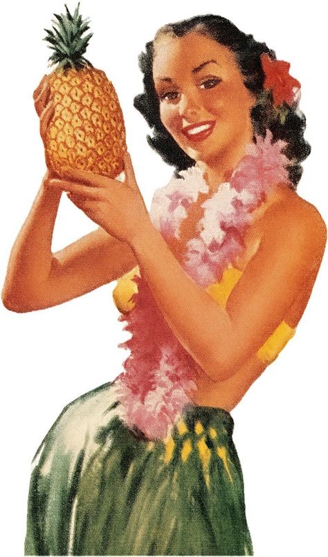 Hawaiian Illustration, Dance Illustration, Paradise Girl, Dancing Clipart, Pineapple Illustration, Tiki Hawaii, Hawaii Hula, Cartoons Dancing, Hula Dance