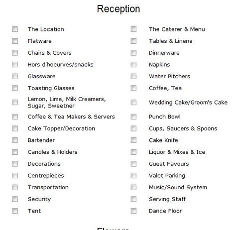 Reception Extras Checklist, Reception Checklist Wedding, Lunch Wedding Reception Food, Finger Food For Wedding Reception, Afternoon Wedding Reception, Reception Checklist, Wedding Reception Checklist, Wedding Planning Checklist Detailed, Wedding Spreadsheet