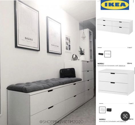 Ikea Nordli, Wooden Wall Design, Small Hallway Ideas, Storage Hallway, Mudroom Bench Plans, Home Hall Design, Interior Design Your Home, Small Apartment Design, Small Hallway