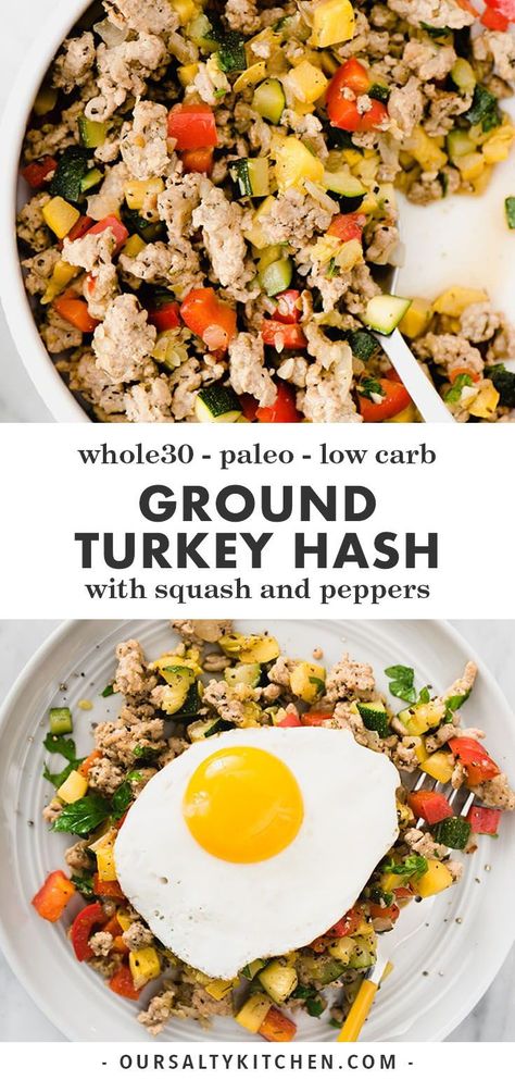 Low Carb Ground Turkey, Turkey Hash Recipe, Turkey Hash, Ground Turkey Recipes Easy, Whole30 Breakfast, Ground Turkey Recipes Healthy, Healthy Ground Turkey, Hash Recipe, Whole 30 Breakfast