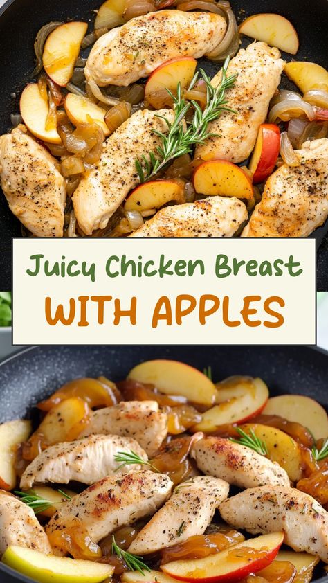 Indulge in a savory and sweet dish with this flavorful recipe for tender chicken breast with apples. The combination of juicy, pan-seared chicken breast and caramelized apples creates a mouthwatering sensation that will delight your taste buds. Serve it up as an impressive weeknight dinner or save the recipe for a special occasion. With just a few simple ingredients, you can whip up this delicious meal in no time. Give your dinner routine a refreshing twist by trying out this delicious recipe! Chicken And Apples, Pan Chicken Breast, Slow Carb Recipes, Juicy Chicken Breast, Caramelized Apples, Pan Seared Chicken Breast, Slow Carb, Delicious Chicken Breast Recipes, Oven Baked Chicken Breasts