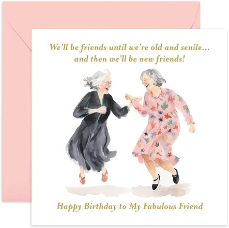 Amazon.com : Old English Co. Funny Birthday Card for Female Friend - Old Friendship Birthday Card for Women - 'We'll Be Friends' Birthday Card for Best Friend - For Her | Blank Inside with Envelope : Office Products Happy Birthday Female Friend, Happy Birthday Old Friend, Happy Birthday Friend Funny, Birthday Card For Best Friend, Birthday Card For Women, Funny Happy Birthday Images, Card For Best Friend, Happy Birthday Illustration, Friendship Birthday