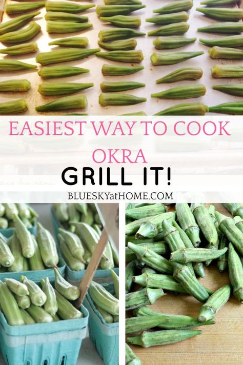 How to Grill Okra from the Farmer's Market. Grilling okra is an easy way to prepare this summer vegetable. Easy directions for how to cook farm fresh okra. How To Make Okra, Grilled Okra, Fresh Okra, Lemon Icebox Pie, Lemon Pie Recipe, Icebox Pie, Corn Dishes, Easy Skillet, Cooking Lessons