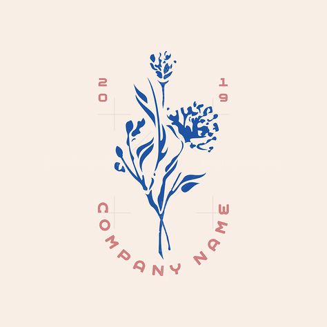 Delicate and sophisticated, floral logo design with hand-drawn flower bouquet. Logo With Plants, Flowers Shop Logo Design, Logo Flowers Design, Delicate Graphic Design, Womens Ministry Logo, Delicate Logo Design, Wedding Bouquet Illustration, Florist Logo Ideas, Plant Store Logo