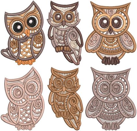 embroidery patterns Embroidery Owl Designs, Fsl Embroidery Designs Free, In The Hoop Embroidery Projects, Free Standing Lace Machine Embroidery, Fsl Embroidery Designs, Embroidery Bookmark, Fsl Embroidery, Bird Embroidery Pattern, Hoop Embroidery Designs