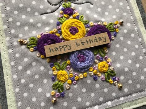 Happy Birthday Card, Mum Card, Mum Birthday Card, Embroidered Card, Handmade Birthday Card, Hand Stitched Card, Daughter Birthday Card - Etsy UK Birthday Card Mum, Happy Birthday Tag, Birthday Tag, Special Birthday Cards, 70th Birthday Card, Daughter Birthday Cards, 30th Birthday Cards, Birthday Badge, Birthday Cards For Mum