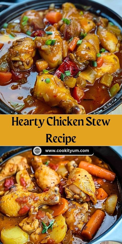 This rich and flavorful chicken stew is packed with tender chicken, vegetables, and a savory broth. Perfect for cozy nights, meal prep, or family dinners! Ready in under an hour and easy to customize! 
#ChickenStew #ComfortFood #EasyDinner Chicken Stew Recipe Stove Top, Chicken Stew Recipe Easy, Stew Recipes Stove Top, Slow Cooker Chicken Stew, Chicken Stew Recipe, Easy Delicious Dinners, Stew Chicken Recipe, Delicious Dinner Ideas, Hearty Chicken