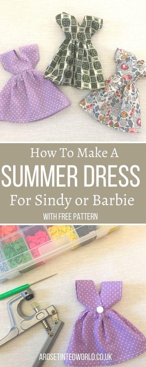 Dolls Sewing Patterns Free, Simple Doll Dress Pattern Free, Barbie Sewing Projects, Easy Barbie Clothes Patterns, Make Your Own Barbie Clothes, How To Sew Barbie Doll Clothes, How To Sew A Doll Dress, Hand Sew Barbie Clothes, Simple Barbie Dress Pattern