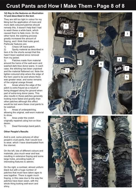 Crust Punk Style, Patch Ideas Diy, Crust Punk Pants, Trip Pants, Pants Guide, Crust Pants, Gutter Punk, Punk Vest, Battle Jackets