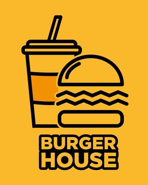 The Burger House logo vector design Burger Logo, Brand Symbols, Food Clipart, Vector Food, House Logo, Cafe Logo, Coffee Shop Decor, Heart Tree, Logo Banners