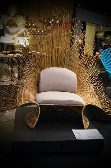 The iconic Filipino Peacock Chair... how far it has come! An exhibition of the latest designs from renowned Filipino designers, curated by Art Dimaano of CITEM, this display took center stage at the Manila FAME 2016. Filipino Furniture, Philippines Design, Bohemian Chair, 2025 Design, Bahay Kubo, Peacock Chair, Woven Chair, Drawing Studies, Coffee And Books