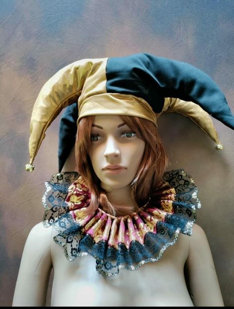 Jester Hat Pattern, Four Wings, Jester Costume, Chanel Style Jacket, Ruff Collar, Wings Black, Court Jester, Reference Photos For Artists, Jester Hat