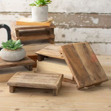 Wooden Risers, Diy Wood Decor, Table Risers, Wood Risers, Wood Riser, Scrap Wood Crafts, Display Risers, Wood Projects That Sell, Wood Scraps