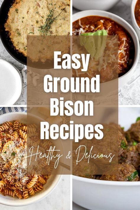 These delicious ground bison recipes will inspire you for dinner this week. Keep reading to learn what’s to love about bison meat and why you may want to try it in your journey to being more connected to where your food comes from. Bison Sausage Recipes, Easy Bison Recipes, Bison Keto Recipes, Bison Ground Meat Recipes, Recipes With Ground Bison, Ground Bison Recipes Easy, Ground Bison Recipes Healthy, Buffalo Meat Recipes, Bison Meat Recipes