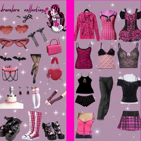 Plus Size Draculaura Cosplay, Monster High Inspired Outfits Draculaura, Draculaura Closet, Draculaura Outfit Inspiration, Draculaura Inspired Outfits, Draculaura Fashion, Draculaura Outfit, Draculaura Halloween Costume, Draculaura Halloween