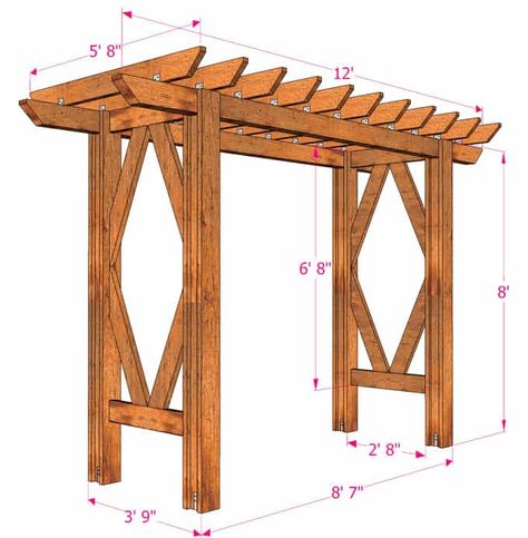 Pergola Screening, Diy Arbor, Diy Arbour, Grape Arbor, Climbing Trellis, Free Building Plans, Building A Pergola, Pergola Design, Garden Vines