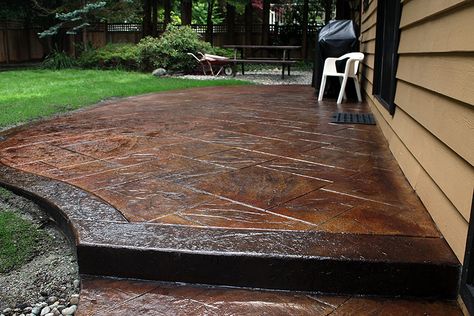 Wood Stamped Concrete, Outdoor Concrete Stain, Decorative Concrete Patio, Stamped Concrete Patio Designs, Concrete Stain Patio, Stamped Concrete Driveway, Cement Patio, Concrete Patio Designs, Concrete Patios