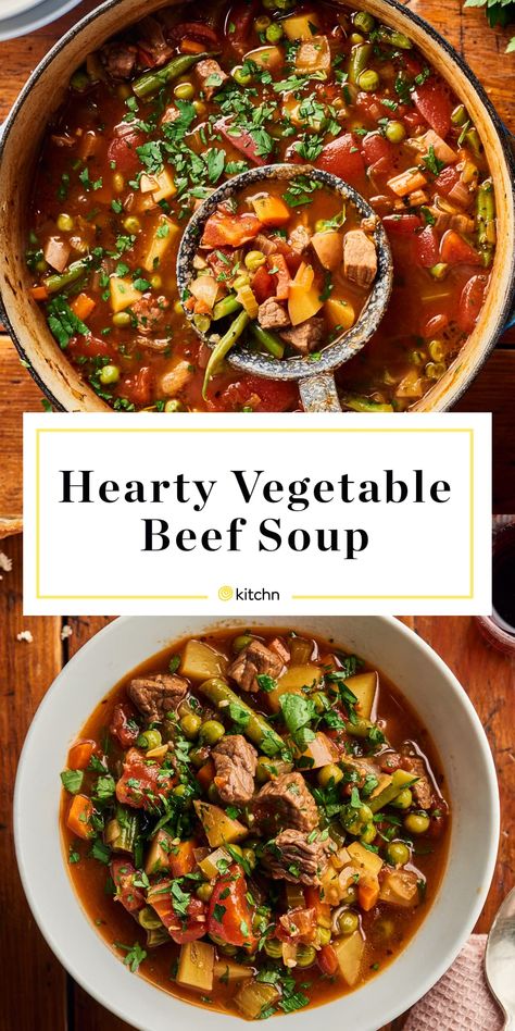 Veg Beef Soup, Beef Veggie Soup, Homemade Vegetable Beef Soup, Veggie Soup Recipes, Beef Soup Recipes, Veg Soup, Vegetable Beef Soup, Beef Stew Meat, Vegetable Soup Recipes