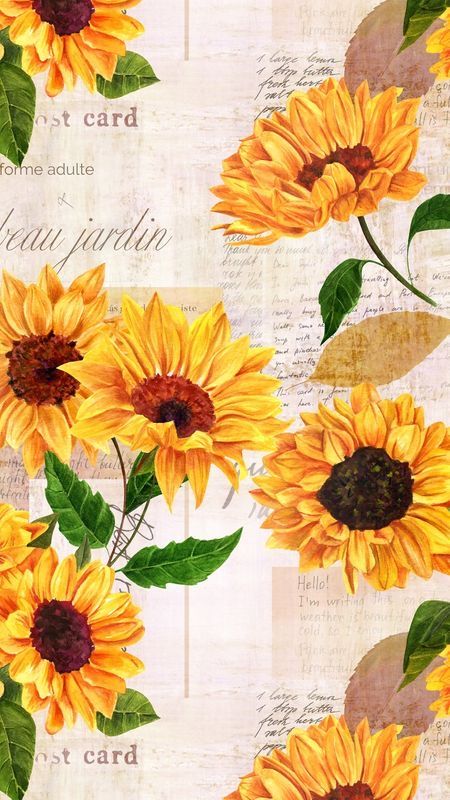 Sunflowers Wallpaper, Sunflower Print Pattern, Doodle Frames, Vintage Flowers Wallpaper, Fruit Wallpaper, Diy Wall Art Decor, Sunflower Wallpaper, Sunflower Art, Flower Phone Wallpaper