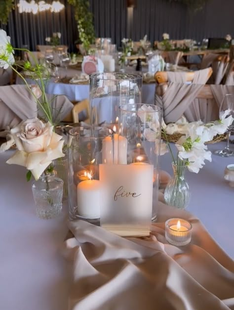 Modern Wedding Centerpieces, Monochromatic Wedding, Wedding Table Setup, Wedding Lookbook, Candle Wedding Centerpieces, Rhode Island Wedding, Wedding Decor Style, Wedding News, Candle Centerpieces