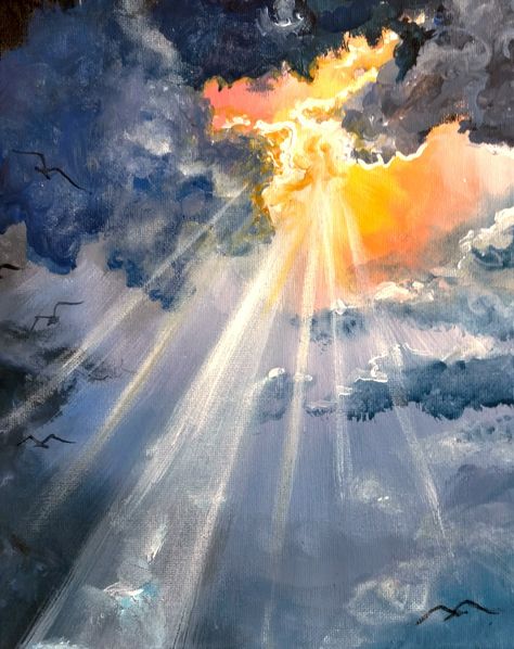 Sun Behind Clouds Drawing, Sunny Painting Ideas, Painting Of Heaven, Sun Art Drawing, Unique Painting Ideas, Hope Artwork, Compassion International, Piskel Art, Sun Painting