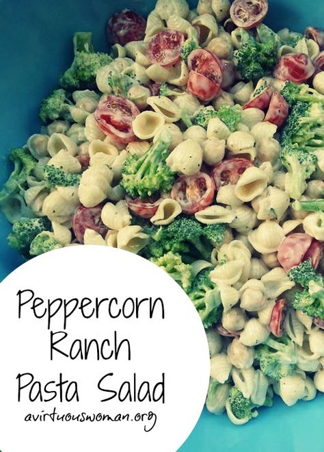 Peppercorn Ranch Pasta Salad @ AVirtuousWoman.org Peppercorn Salad Dressing Recipe, Peppercorn Ranch, Chicken Bacon Casserole, A Proverbs 31 Woman, Vegetarian Pasta Salad, Healthy Pasta Salad Recipes, Bacon Casserole, A Virtuous Woman, Woman Of Faith