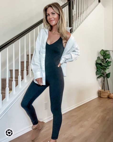 Align Bodysuit Outfit, Lululemon Bodysuit Outfit, Lululemon Bodysuit, Bodysuit Outfit, Ugg Classic Ultra Mini, Cami Jumpsuit, Body Suit Outfits, White Jumpsuit, Ugg Classic