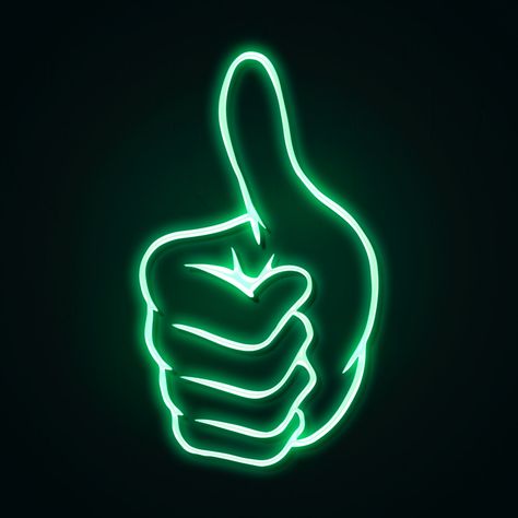 Neon green thumbs up sticker overlay design resource  | free image by rawpixel.com / NingZk V. Thumbs Up Sticker, Thumbs Up Thumbs Down, Neon Stickers, Sticker Overlay, Rock And Roll Sign, Neon Icons, Light Bulb Art, Digital Graphics Art, Thumbs Up Sign