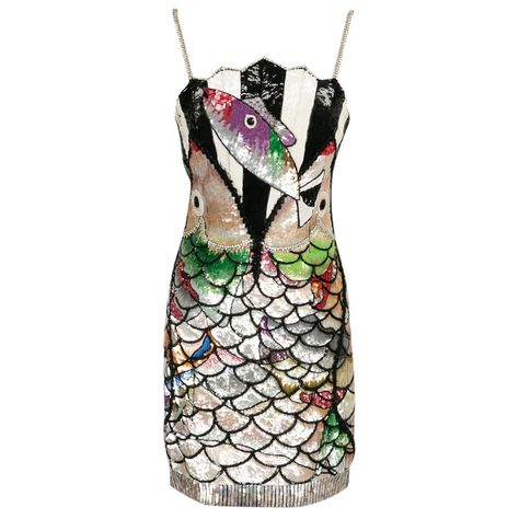 LOUIS FERAUD Women Dresses - Vestiaire Collective Haute Couture Dress, Pucci Dress, Fish Dress, Pixie Cut Styles, Iridescent Sequin, Louis Feraud, Haute Couture Dresses, 1990s Fashion, Couture Dress