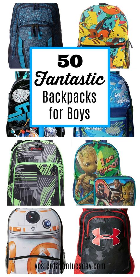 Great backpacks to buy for boys including Guardians of the Galaxy, Star Wars, Mine Craft themed backpacks as well as sporty! | back to school | backpacks | Backpacks For Boys, Boys Backpack, Middle School Boys, Back To School Checklist, School Checklist, Kindergarten Backpack, Kids School Backpack, Back To School Kids, Trendy Backpacks