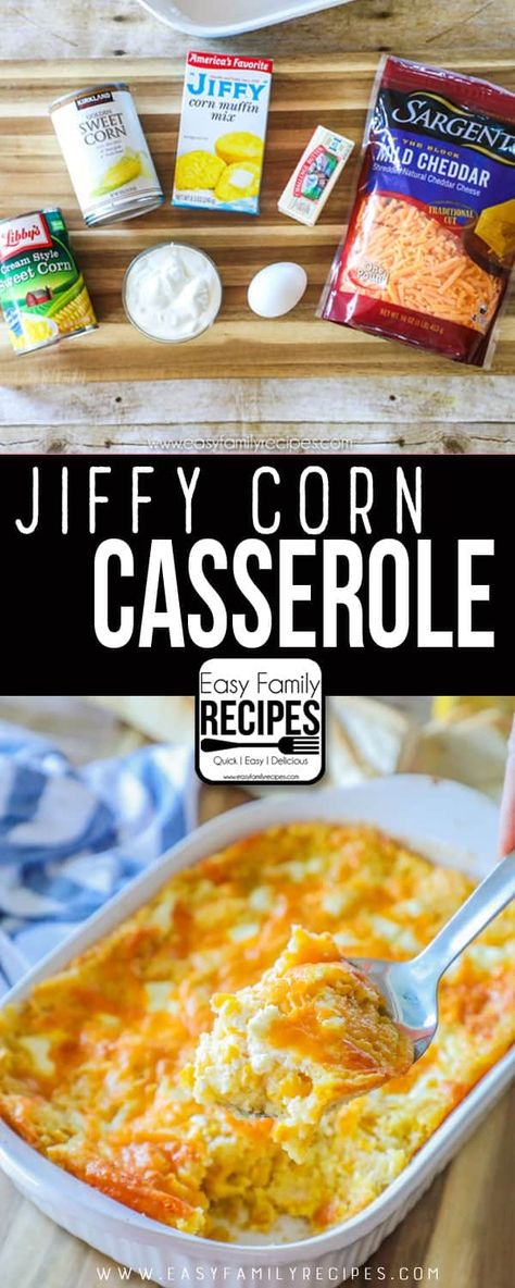 Best Jiffy Corn Casserole - Easy Family Recipes Best Side Dish, Jo Loves, Corn Casserole Recipe, Corn Dishes, Corn Casserole, Corn Recipes, Best Side Dishes, Easy Casserole, Samosa