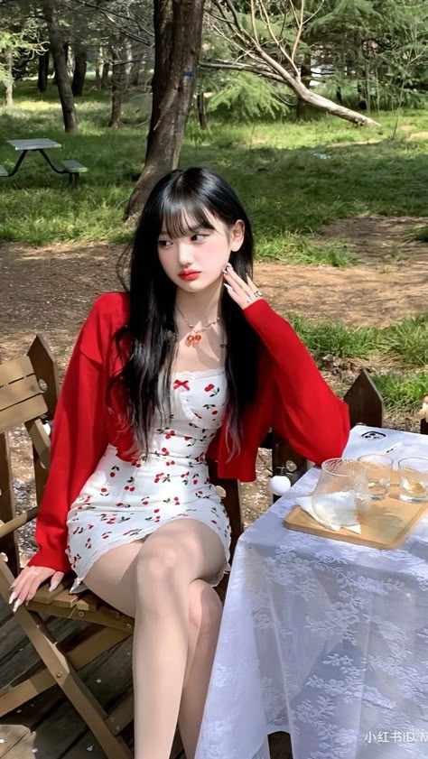 Red Outfit Korean, Romantic Academia Outfits, Ulzzang Outfit, Outfit Korean Style, Beachy Outfits, Girls F, Clueless Outfits, Best Cars, Bugatti Chiron